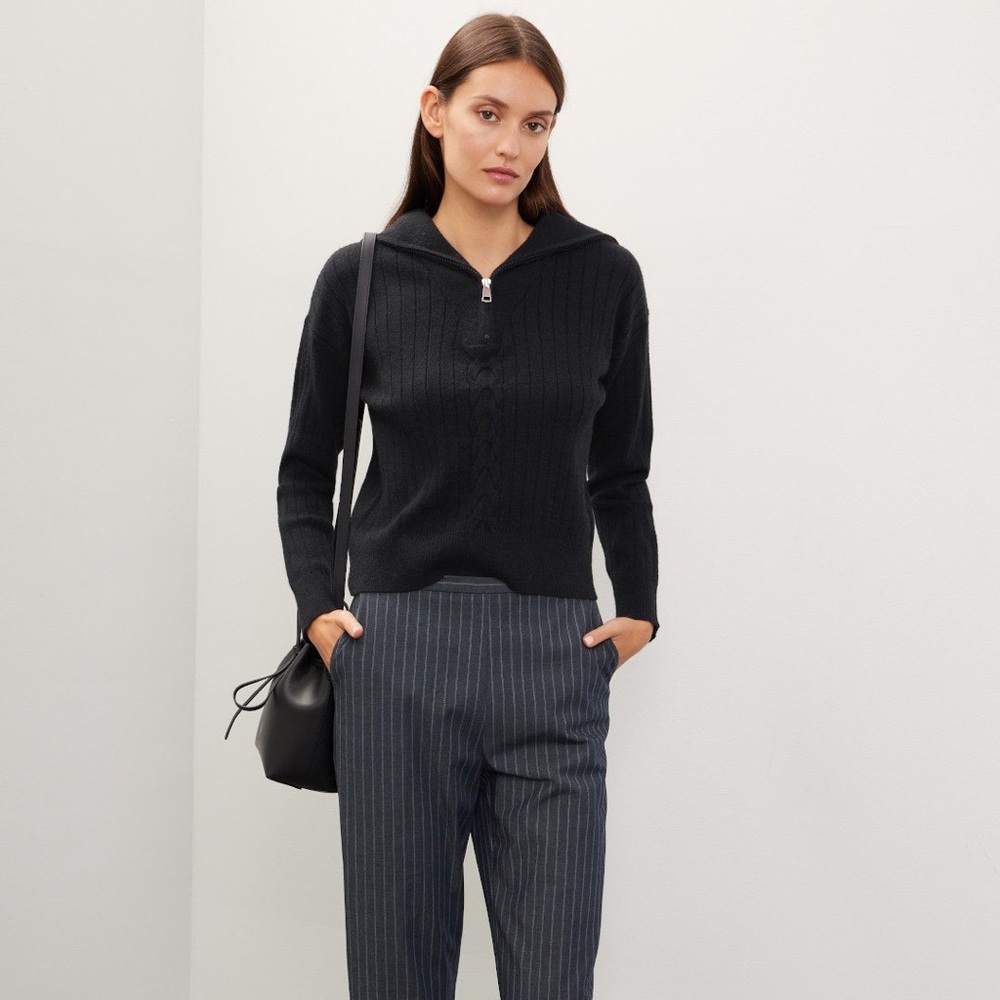 Area Stars NWT Nova‎ Quarter-Zip Sweater In Black
